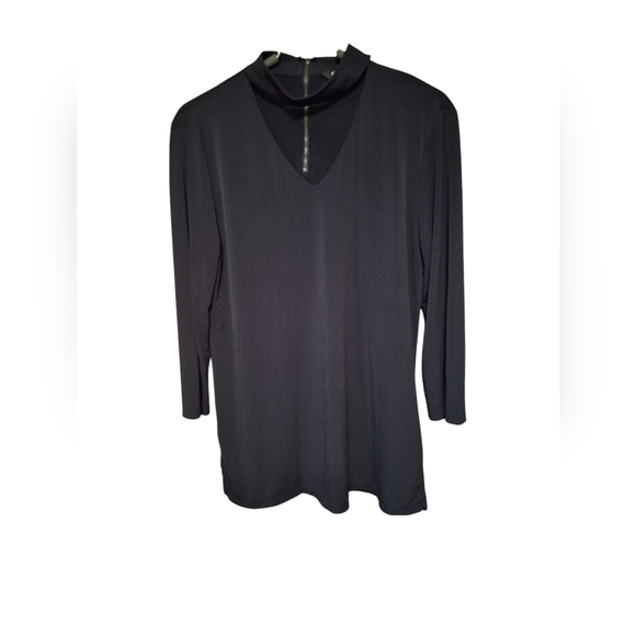 Minimalist Ellen Tracy Black Mock Neck Front Keyhole Gothic Lolita Edgy Medium - Picture 1 of 6